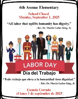 School Closed/Escuela Cerrada, 9/1/25